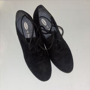 Dr Scholls Women's Black Suede Laceup ankle bottie Be Energized shoes 8.5US